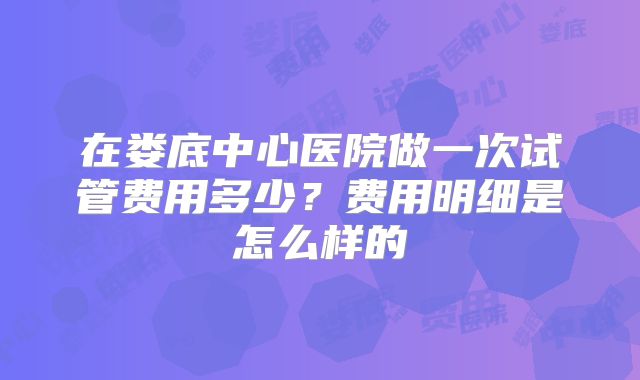 在娄底中心医院做一次试管费用多少？费用明细是怎么样的