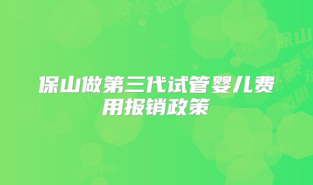 保山做第三代试管婴儿费用报销政策