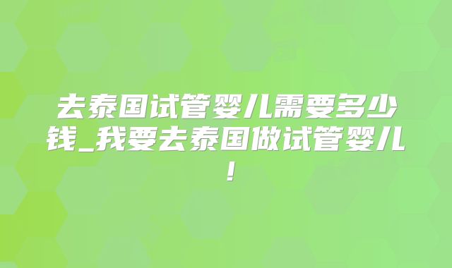 去泰国试管婴儿需要多少钱_我要去泰国做试管婴儿！