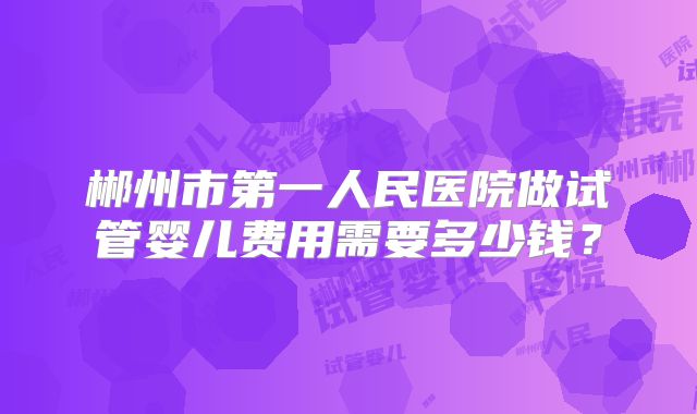 郴州市第一人民医院做试管婴儿费用需要多少钱?