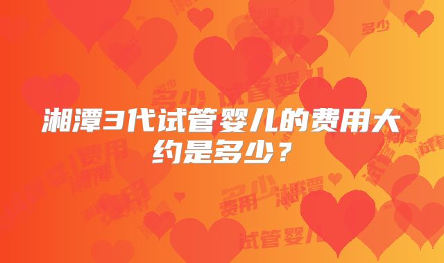 湘潭3代试管婴儿的费用大约是多少?