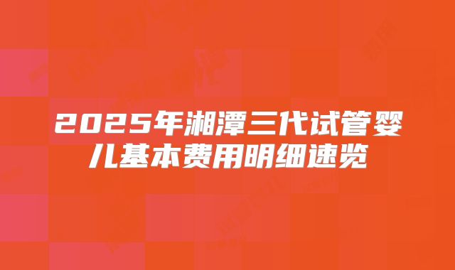 2025年湘潭三代试管婴儿基本费用明细速览