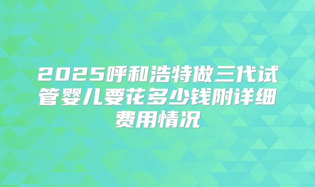 2025呼和浩特做三代试管婴儿要花多少钱附详细费用情况