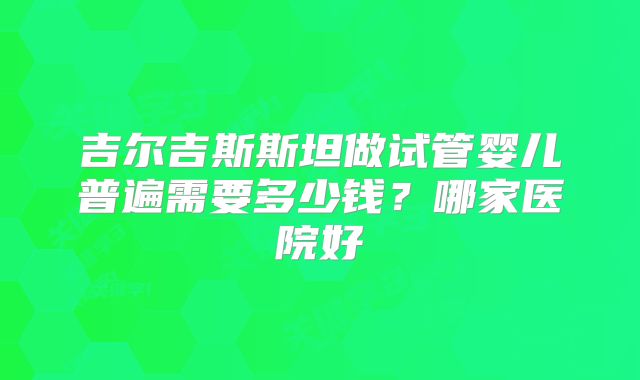 吉尔吉斯斯坦做试管婴儿普遍需要多少钱?哪家医院好