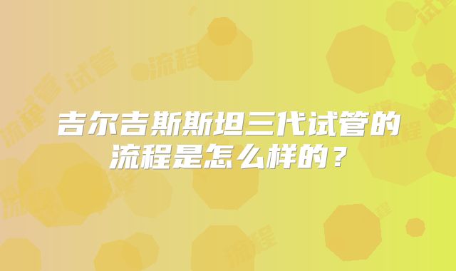 吉尔吉斯斯坦三代试管的流程是怎么样的？