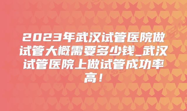 2023年武汉试管医院做试管大概需要多少钱_武汉试管医院上做试管成功率高!