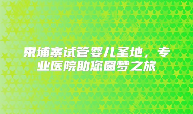 柬埔寨试管婴儿圣地,专业医院助您圆梦之旅
