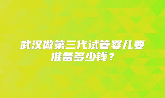 武汉做第三代试管婴儿要准备多少钱？