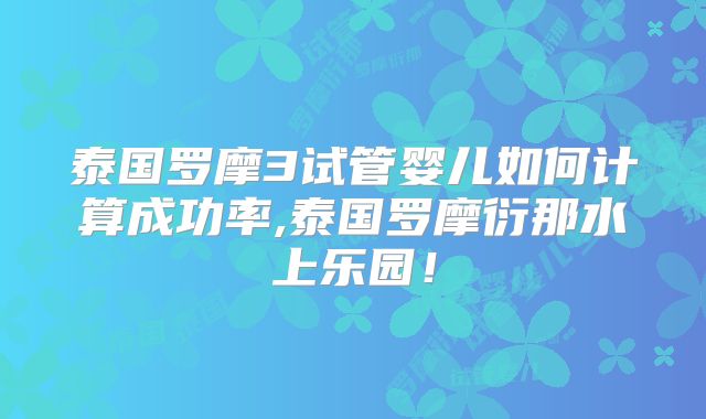 泰国罗摩3试管婴儿如何计算成功率,泰国罗摩衍那水上乐园!