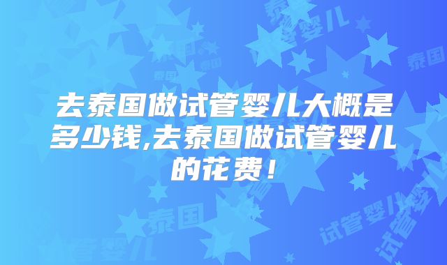 去泰国做试管婴儿大概是多少钱,去泰国做试管婴儿的花费！