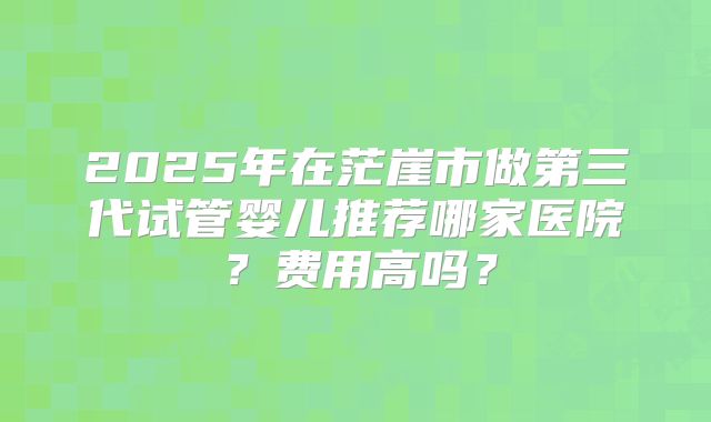 2025年在茫崖市做第三代试管婴儿推荐哪家医院？费用高吗？