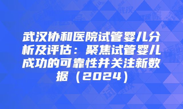 武汉协和医院试管婴儿分析及评估：聚焦试管婴儿成功的可靠性并关注新数据（2024）