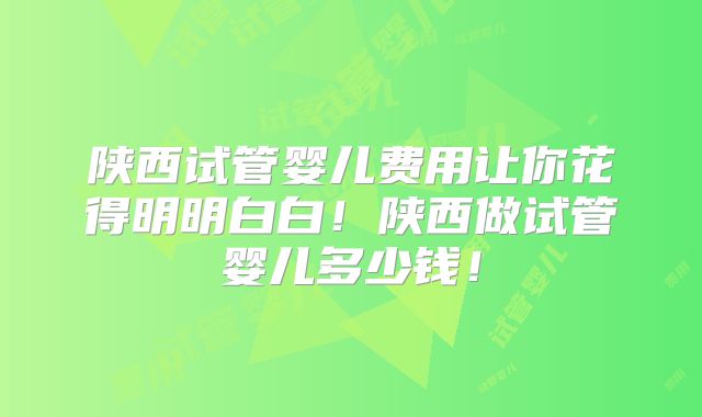 陕西试管婴儿费用让你花得明明白白!陕西做试管婴儿多少钱!
