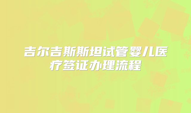 吉尔吉斯斯坦试管婴儿医疗签证办理流程