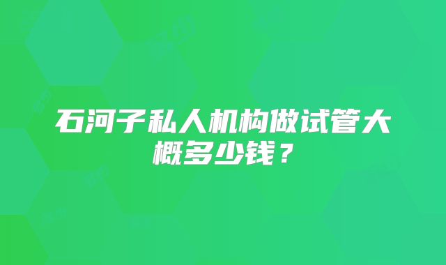 石河子私人机构做试管大概多少钱?