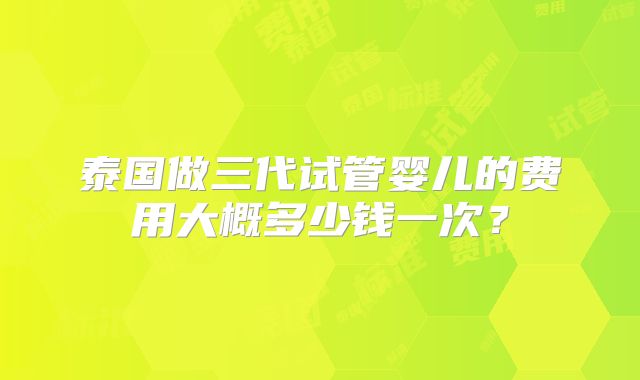 泰国做三代试管婴儿的费用大概多少钱一次?