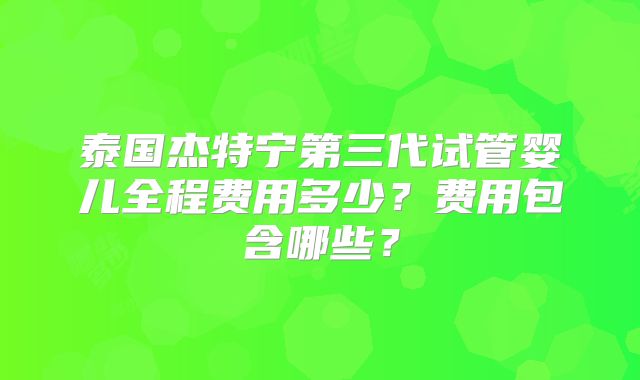 泰国杰特宁第三代试管婴儿全程费用多少？费用包含哪些？
