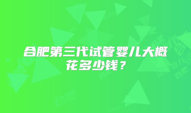 合肥第三代试管婴儿大概花多少钱?