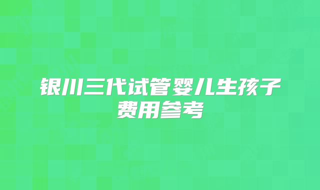 银川三代试管婴儿生孩子费用参考