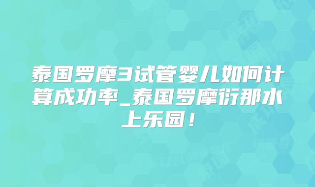 泰国罗摩3试管婴儿如何计算成功率_泰国罗摩衍那水上乐园!