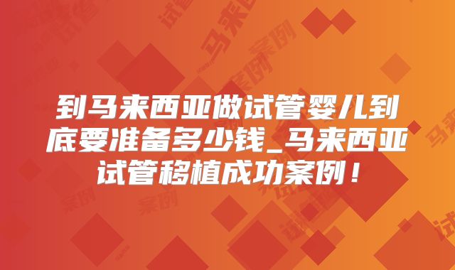到马来西亚做试管婴儿到底要准备多少钱_马来西亚试管移植成功案例!