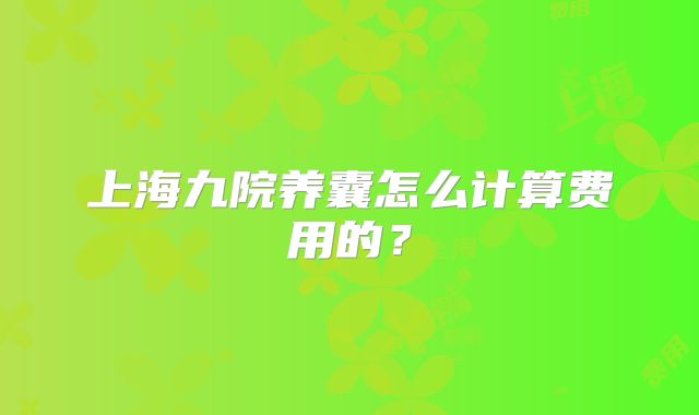 上海九院养囊怎么计算费用的？