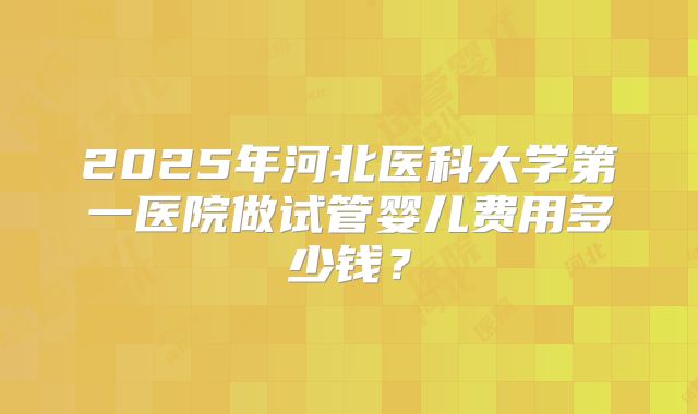 2025年河北医科大学第一医院做试管婴儿费用多少钱？