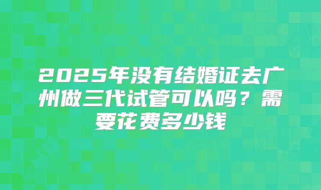 2025年没有结婚证去广州做三代试管可以吗？需要花费多少钱