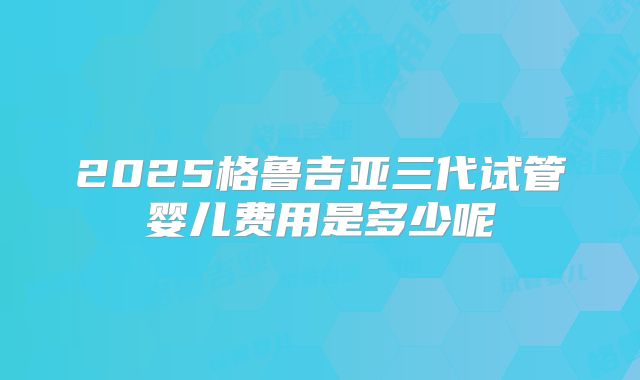 2025格鲁吉亚三代试管婴儿费用是多少呢