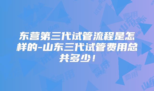 东营第三代试管流程是怎样的-山东三代试管费用总共多少！