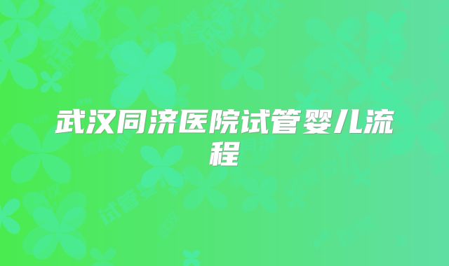 武汉同济医院试管婴儿流程