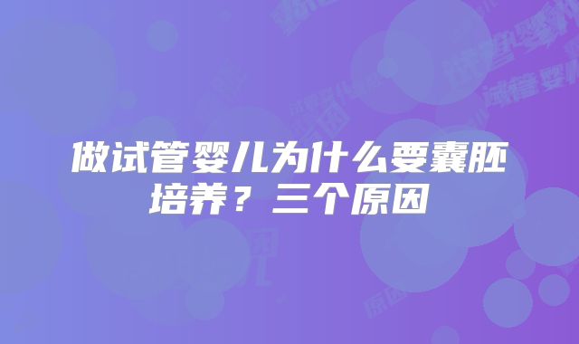 做试管婴儿为什么要囊胚培养？三个原因