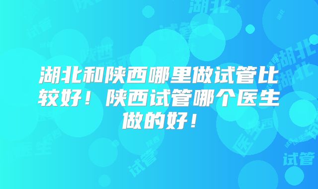 湖北和陕西哪里做试管比较好!陕西试管哪个医生做的好!