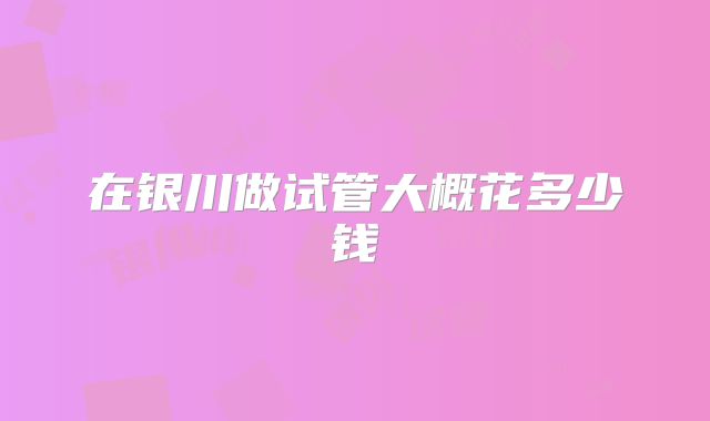 在银川做试管大概花多少钱