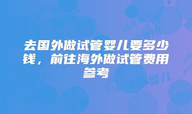 去国外做试管婴儿要多少钱，前往海外做试管费用参考