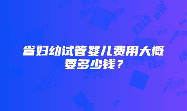 省妇幼试管婴儿费用大概要多少钱？