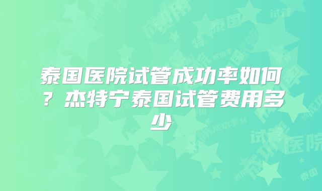 泰国医院试管成功率如何？杰特宁泰国试管费用多少
