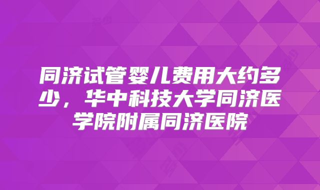 同济试管婴儿费用大约多少，华中科技大学同济医学院附属同济医院