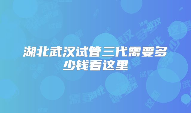 湖北武汉试管三代需要多少钱看这里