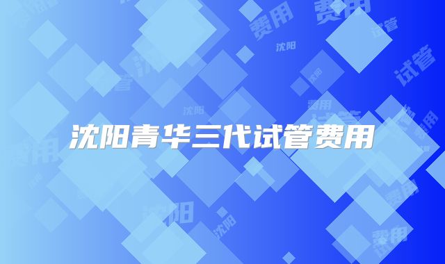 沈阳青华三代试管费用