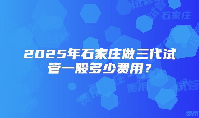 2025年石家庄做三代试管一般多少费用？