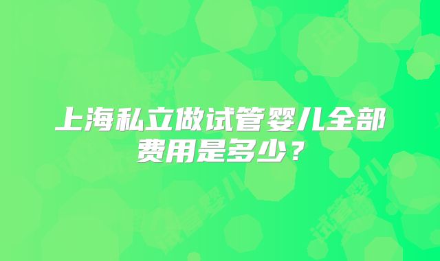上海私立做试管婴儿全部费用是多少？