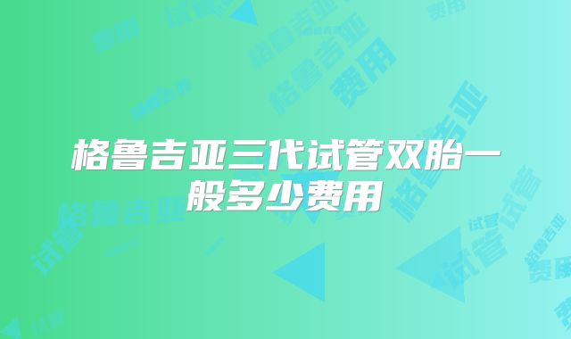 格鲁吉亚三代试管双胎一般多少费用