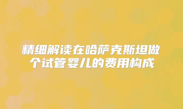 精细解读在哈萨克斯坦做个试管婴儿的费用构成