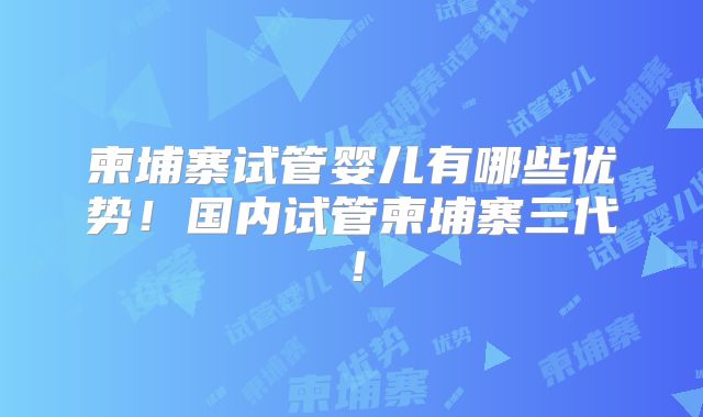 柬埔寨试管婴儿有哪些优势！国内试管柬埔寨三代！