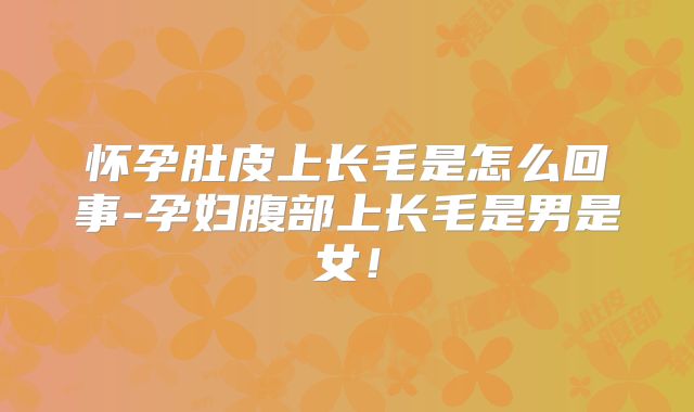 怀孕肚皮上长毛是怎么回事-孕妇腹部上长毛是男是女！