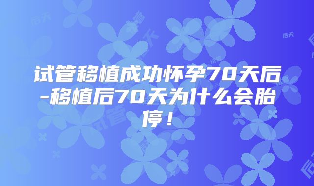 试管移植成功怀孕70天后-移植后70天为什么会胎停!