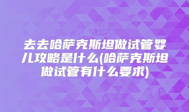 去去哈萨克斯坦做试管婴儿攻略是什么(哈萨克斯坦做试管有什么要求)