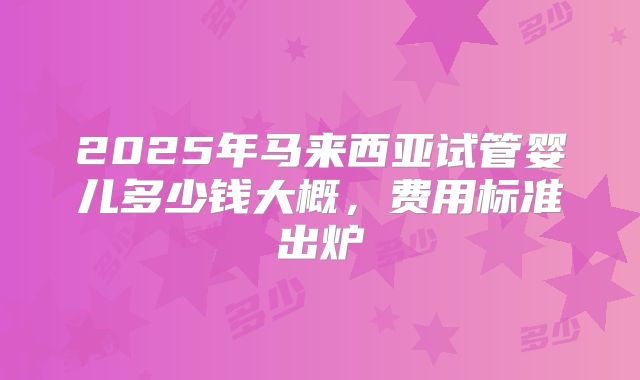 2025年马来西亚试管婴儿多少钱大概,费用标准出炉