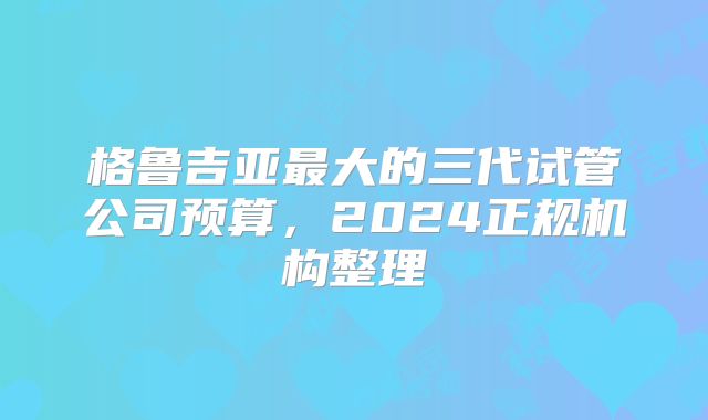 格鲁吉亚最大的三代试管公司预算，2024正规机构整理